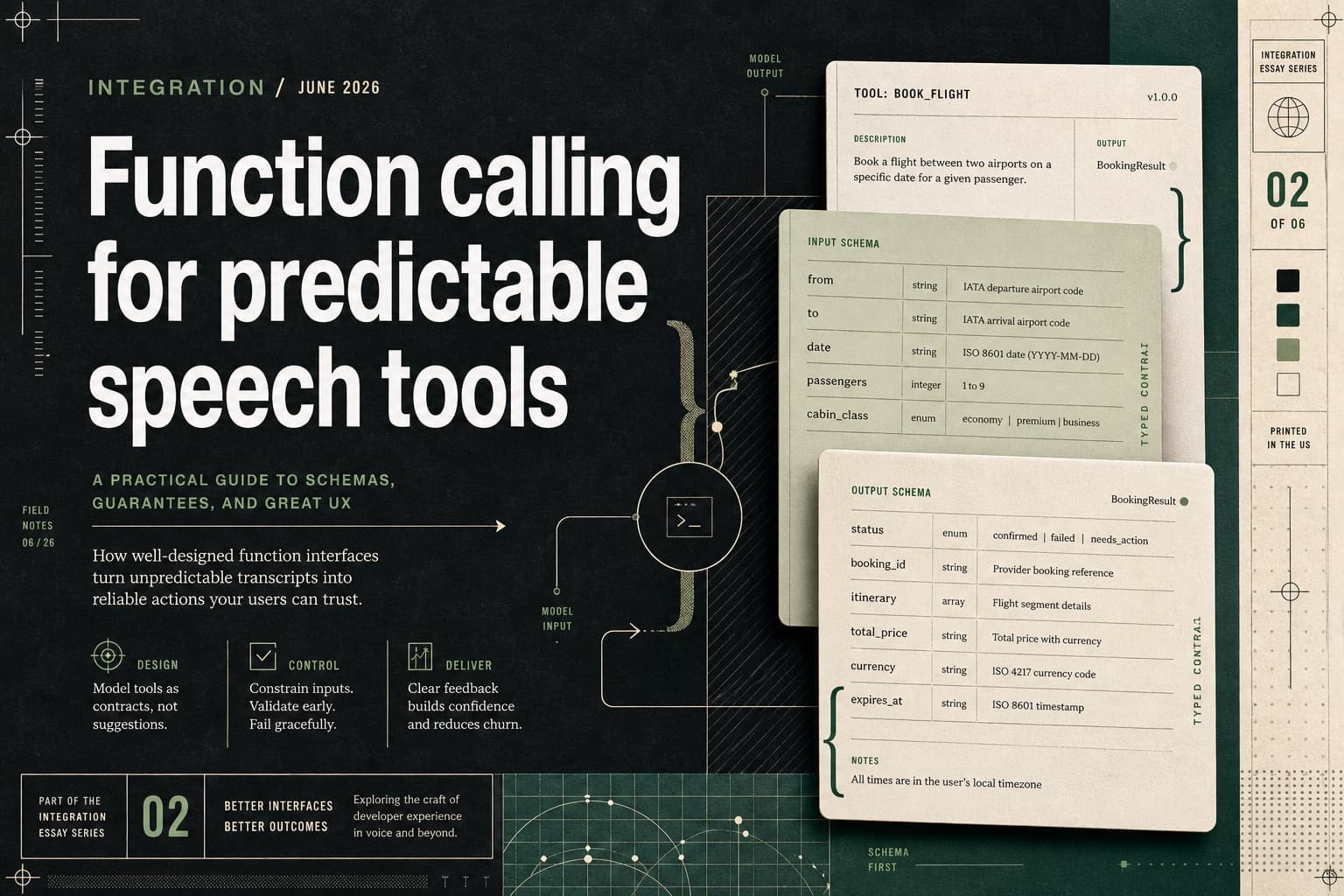 Editorial cover: Function calling for predictable speech tools