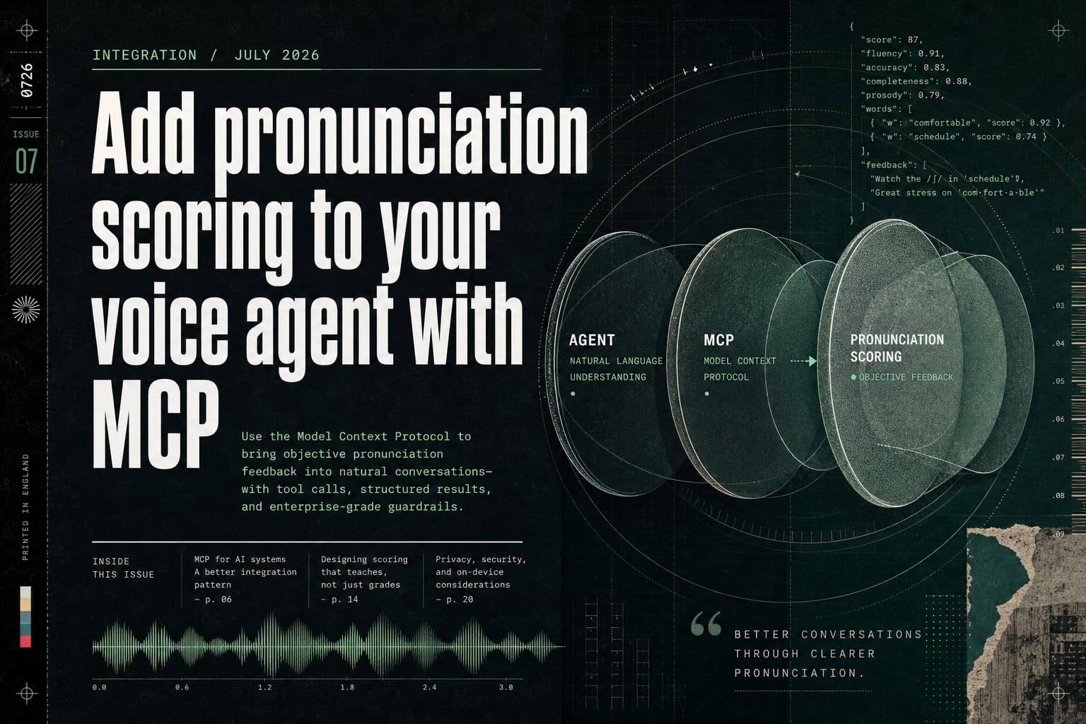 Editorial cover: Add pronunciation scoring to a voice agent with MCP